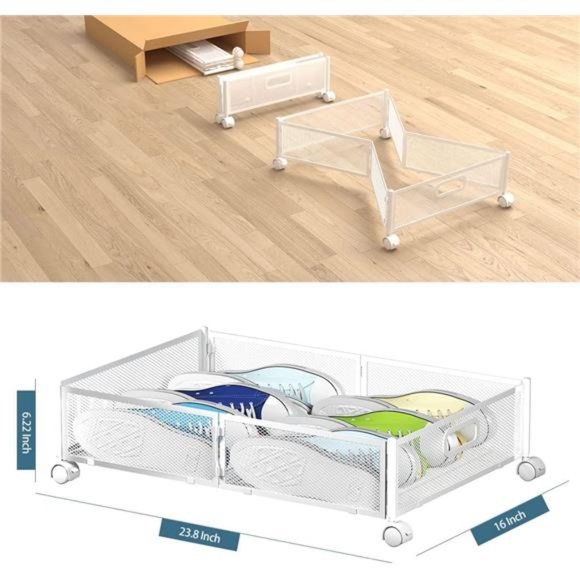 Under Bed Storage Containers, Under Bed Shoe Storage With Wheels, Foldable - Picture 2 of 6